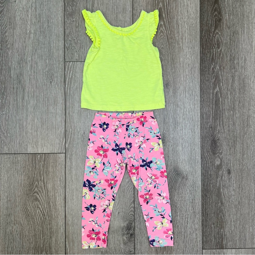 CARTERS 2PC SHORT SLEEVE SHIRT AND LEGGINGS OUTFIT 24MO